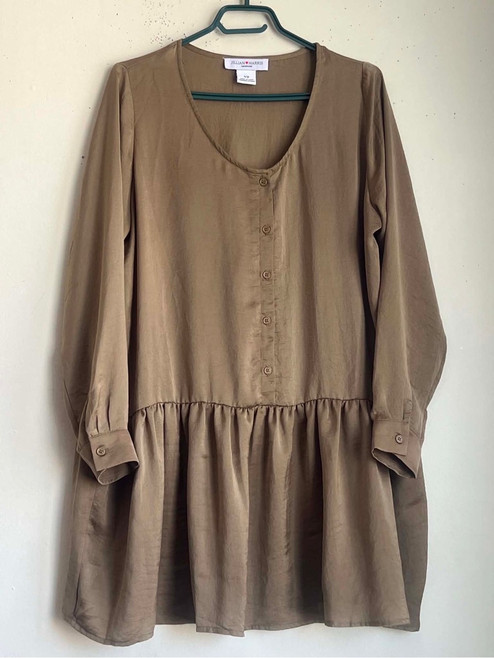 Julian & Harris Long-Sleeve Peplum Tunic Dress in Olive